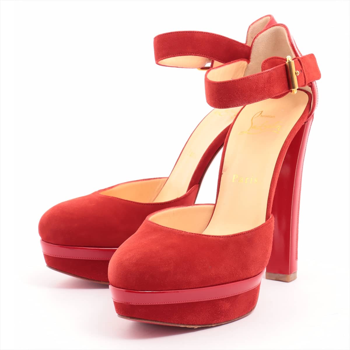 Christian Louboutin Suede & leather Pumps 38 1/2 Ladies' Red