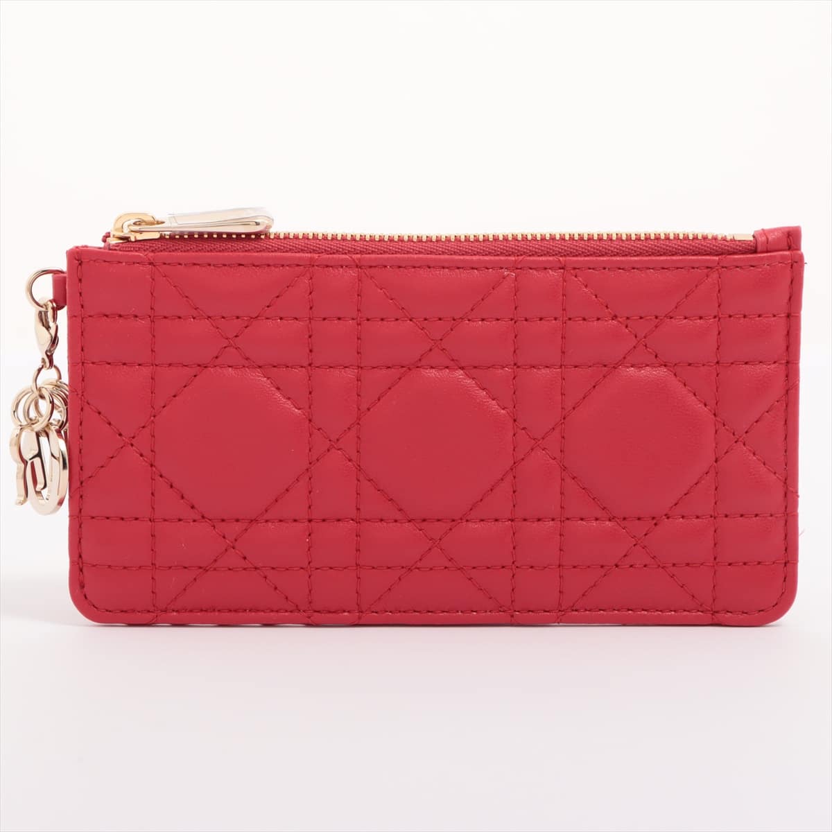 Christian Dior Lady Dior Cannage Leather Pass case Red