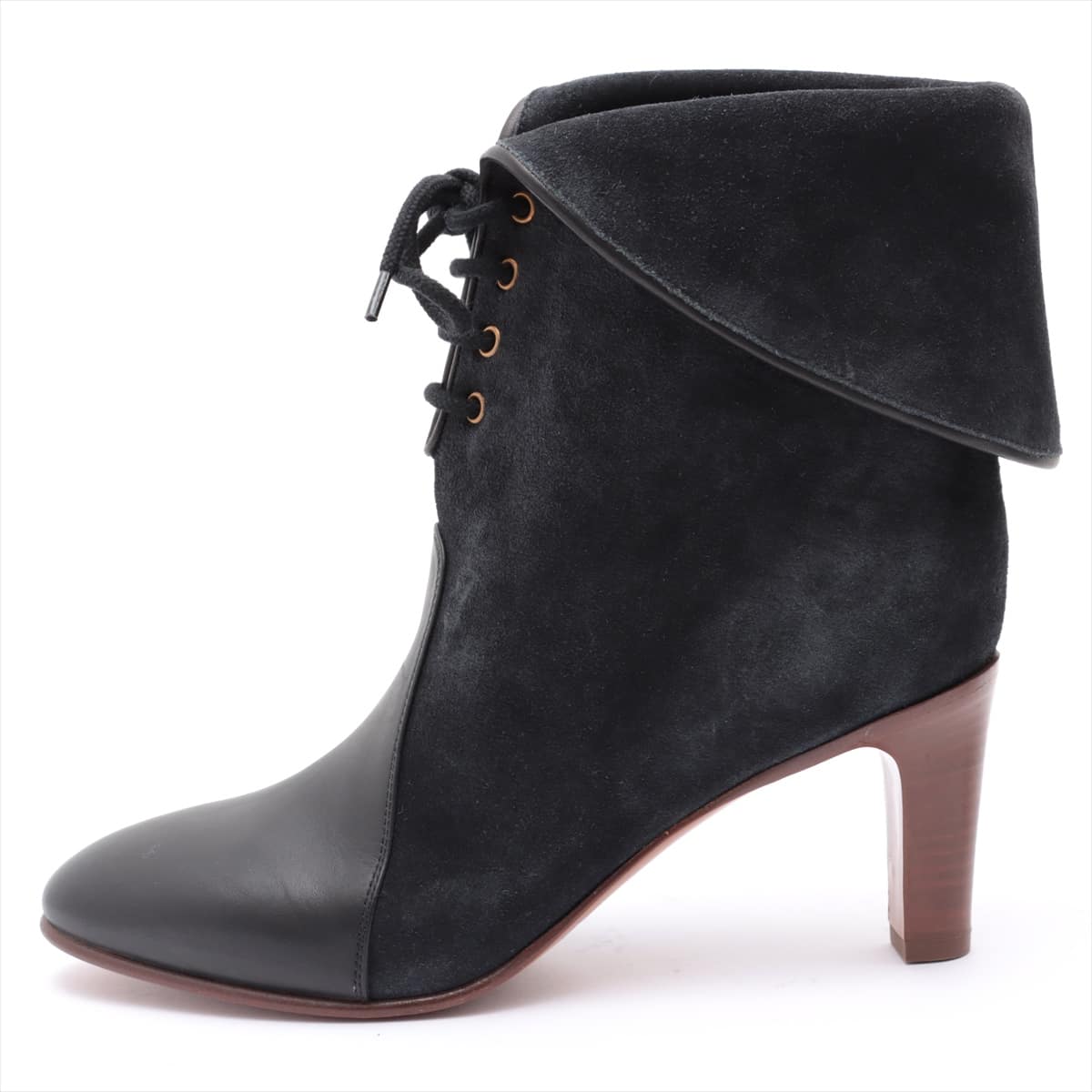 Chloe Suede & leather Short Boots 36 Ladies' Black x Gray