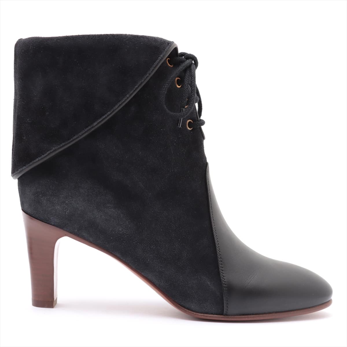 Chloe Leather & suede Short Boots 36 Ladies' Black x Gray
