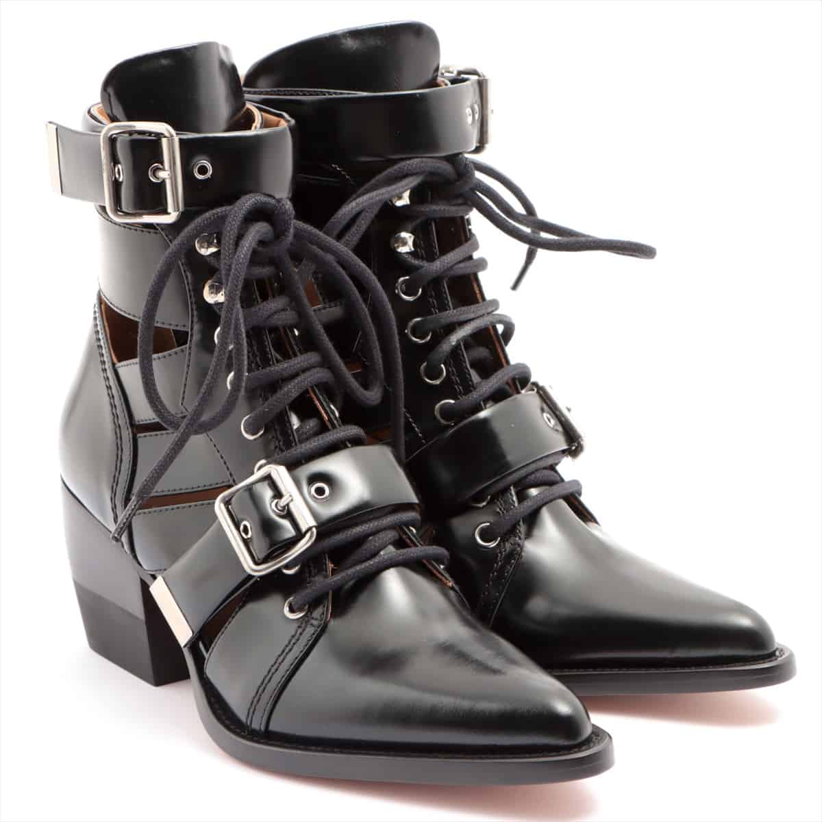 Chloe RYLEE Leather Boots 37.5 Ladies' Black