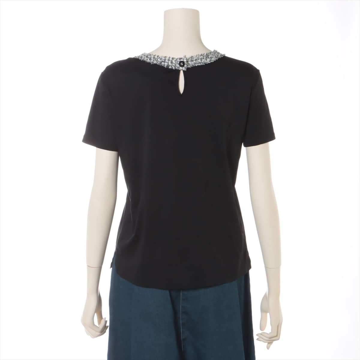 Chanel Coco Button P45 Cotton & nylon T-shirt 36 Ladies' Black  P45633V28403 Tweed