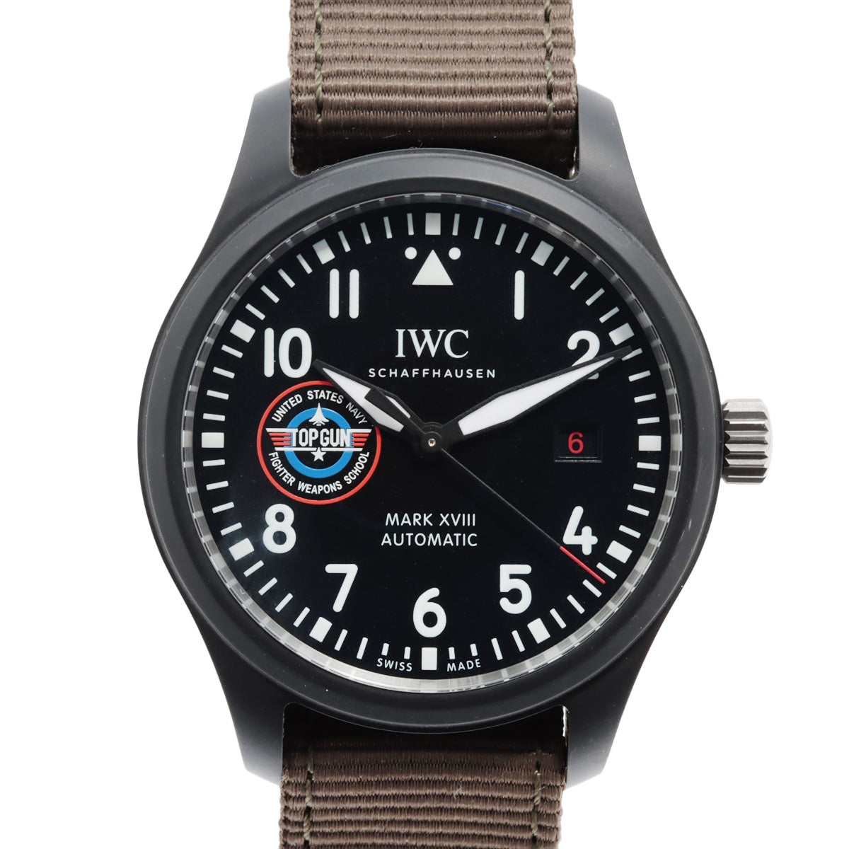 IWC IW324712 CE x nylon AT Black Dial Pilot Watch Mark XVIII TOP GUN “SFTI”