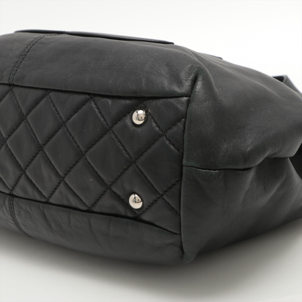 Chanel Coco Mark Leather 2 Way Handbag Black Silver Metal Fittings 17XXXXXX