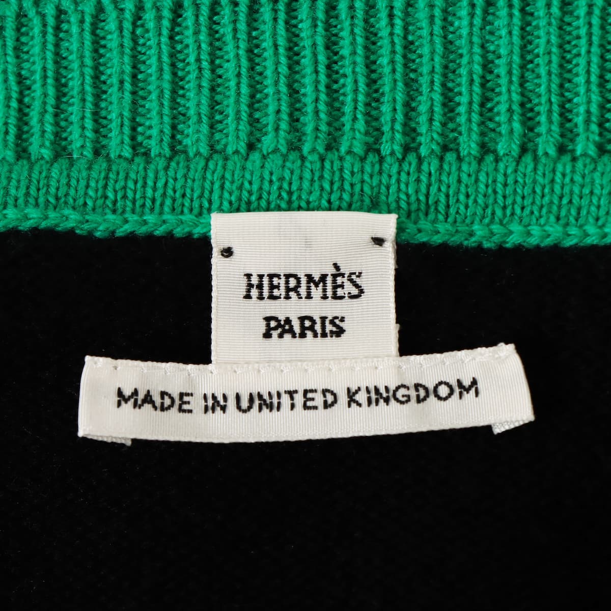 Hermès 21AW Cashmere Cardigan 34 Ladies' Green x black