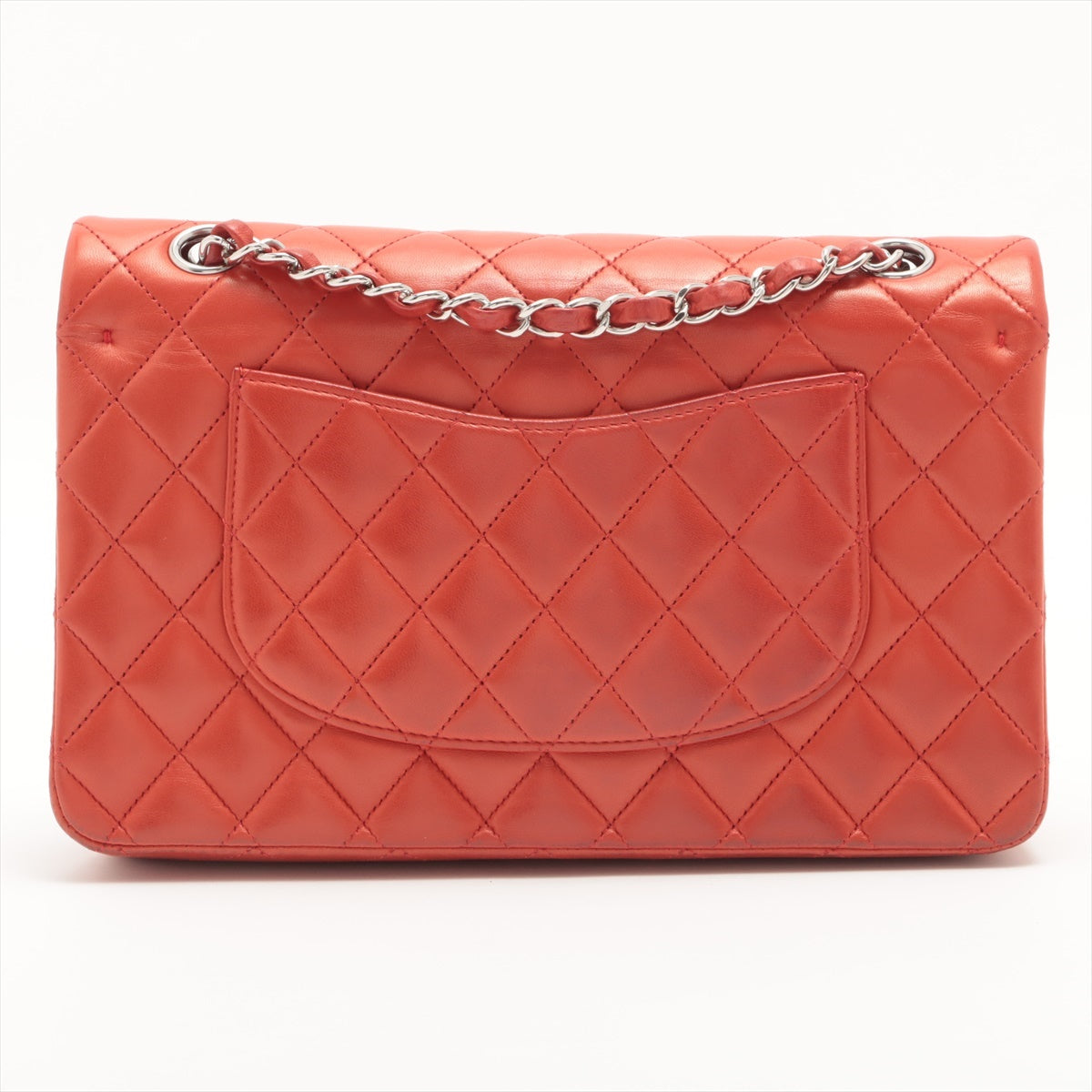 Chanel Matelasse Lambskin Double Flap Double Chain Bag Red Silver Metal Fittings 15XXXXXX