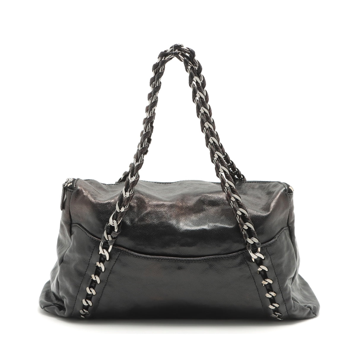 Chanel Coco Mark Caviar Skin Chain Tote Bag Black Silver Metal Fittings 11XXXXXX