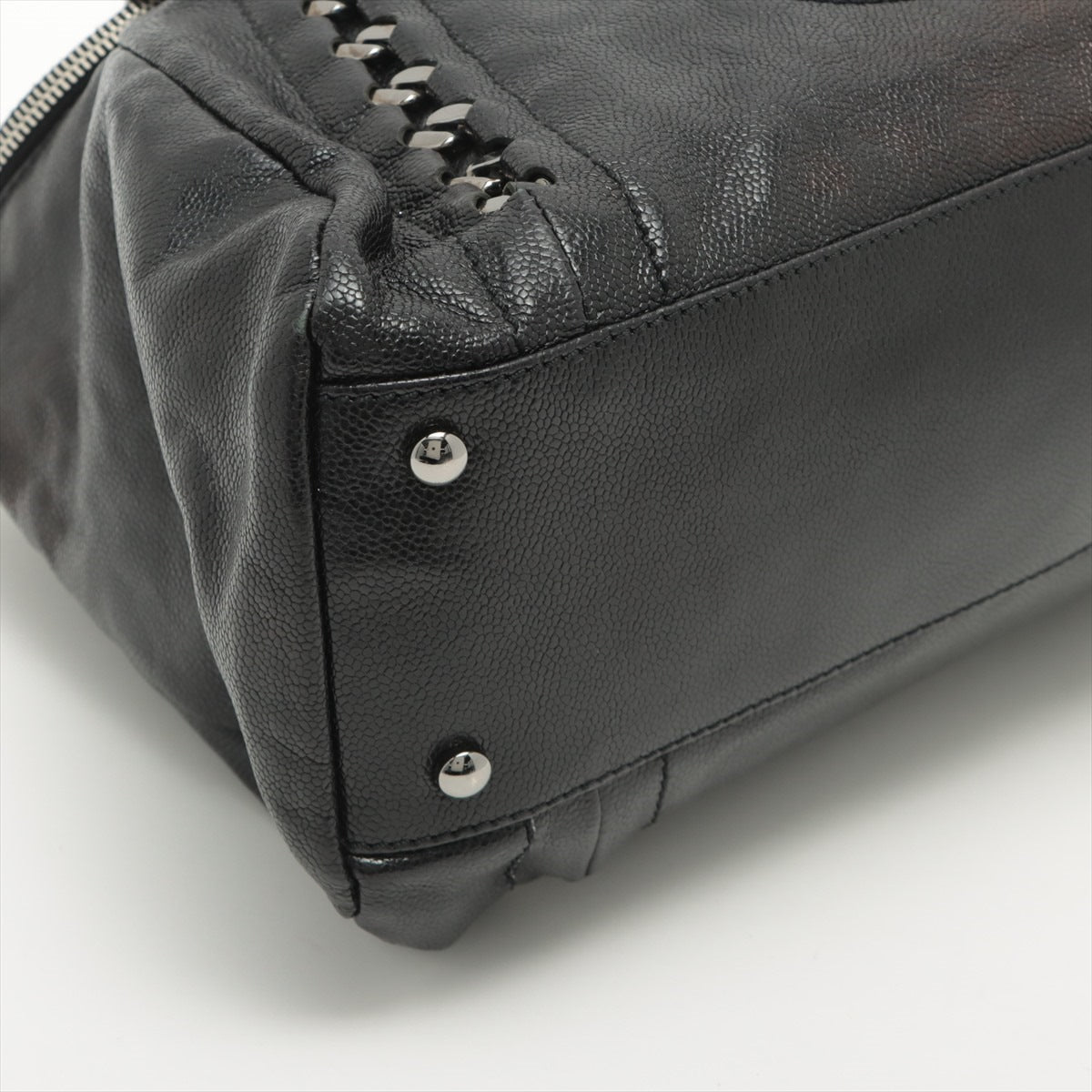 Chanel Coco Mark Caviar Skin Chain Tote Bag Black Silver Metal Fittings 11XXXXXX