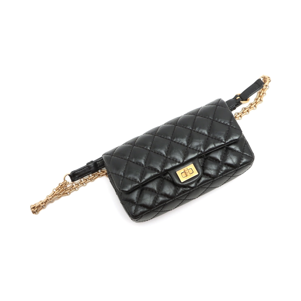 Chanel Matelasse Vintage calf Waist Bag 2.55 Black Gold Metal Fittings 26XXXXXX