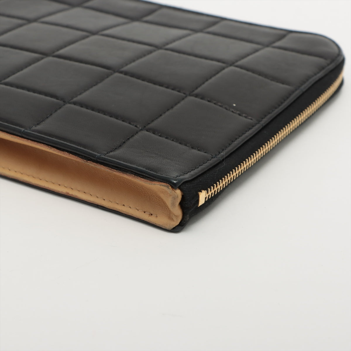 Chanel Chocolate Bar Lambskin Clutch Bag Black Gold Metal Fittings 7XXXXXX