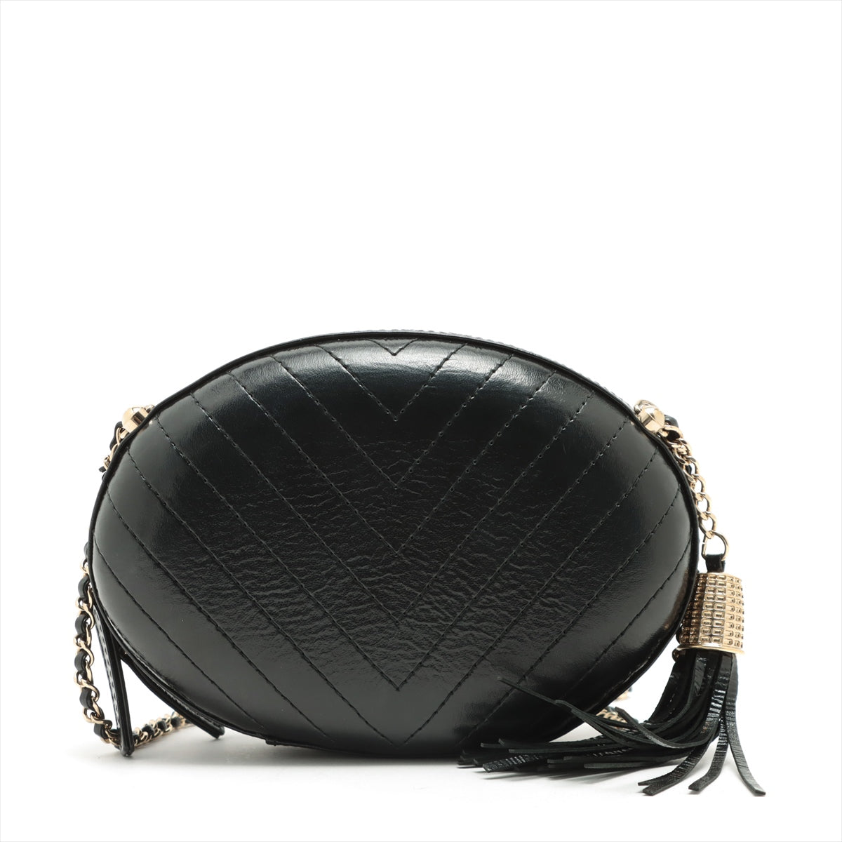 Chanel La Pausa Leather Chain shoulder bag V Stitch Fringe Black Gold Metal fittings 27th