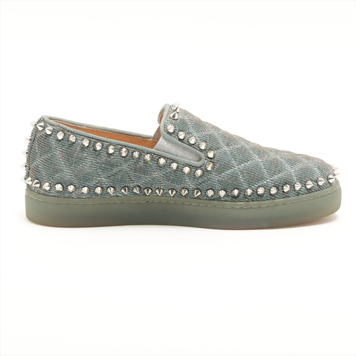Christian Louboutin pick boat Fabric Slip-on 35 1/2 Ladies' Blue There is a stud thread