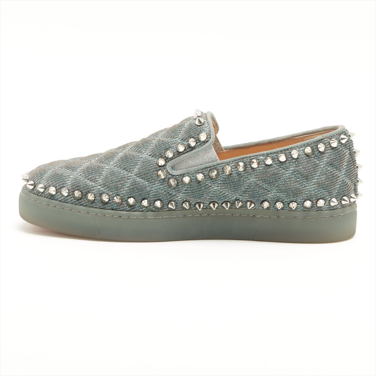 Christian Louboutin pick boat Fabric Slip-on 35 1/2 Ladies' Blue There is a stud thread