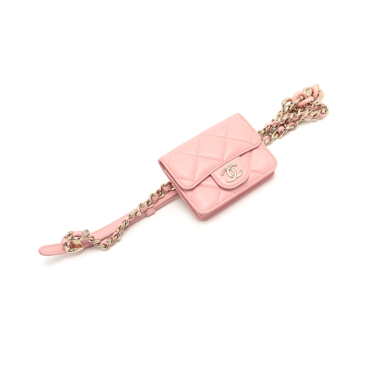 Chanel Mini Matelasse Lambskin Waist Bag Pink Gold Metal Fittings 31st