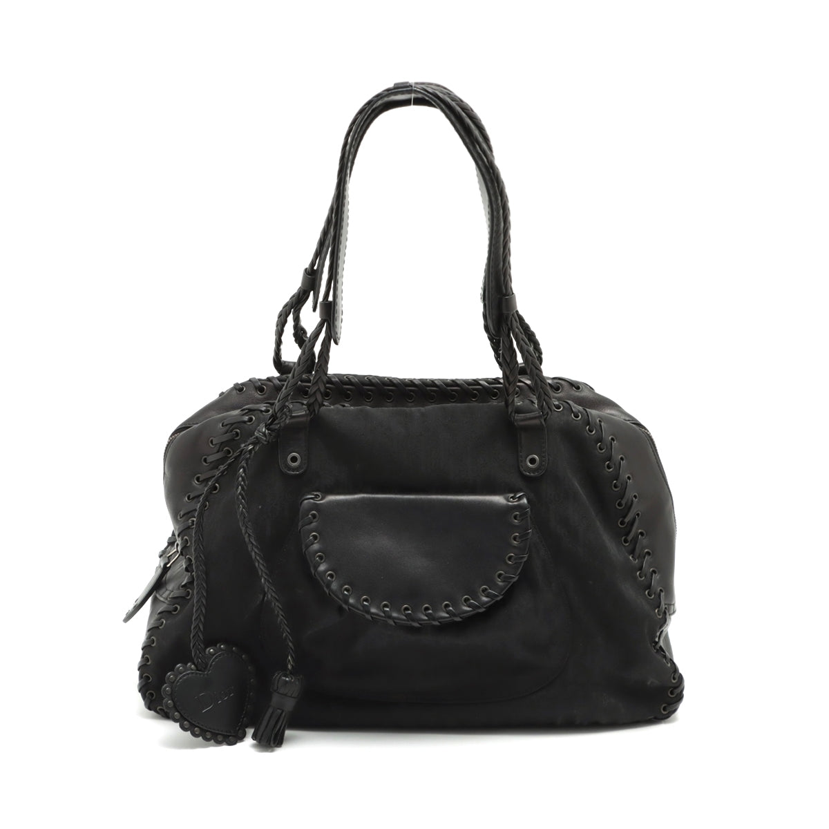 Christian Dior Trotter Nylon & Leather Handbag Black