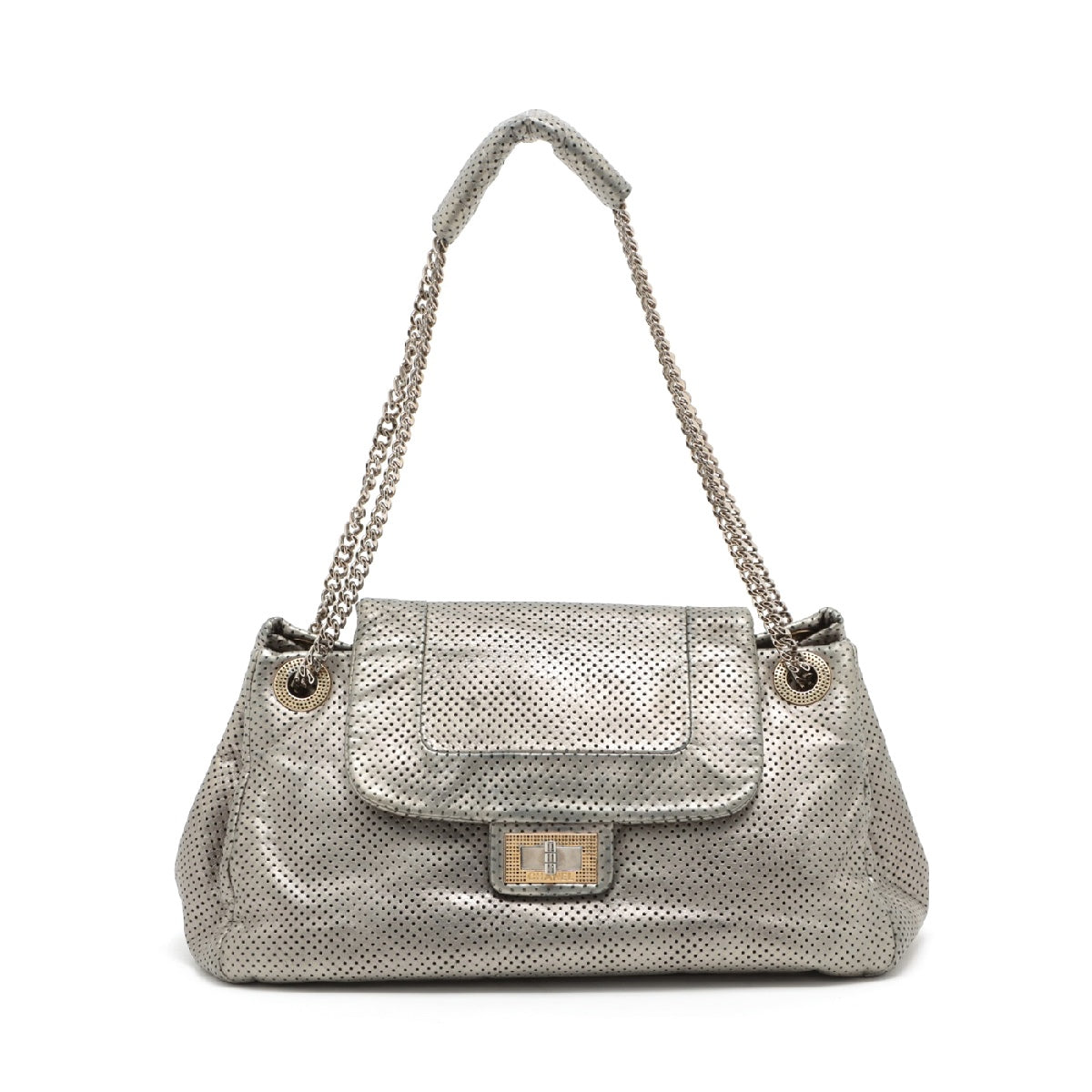 Chanel 2.55 Punching leather Chain Shoulder Bag Silver Gold x Silver Metal Fittings 12XXXXXX