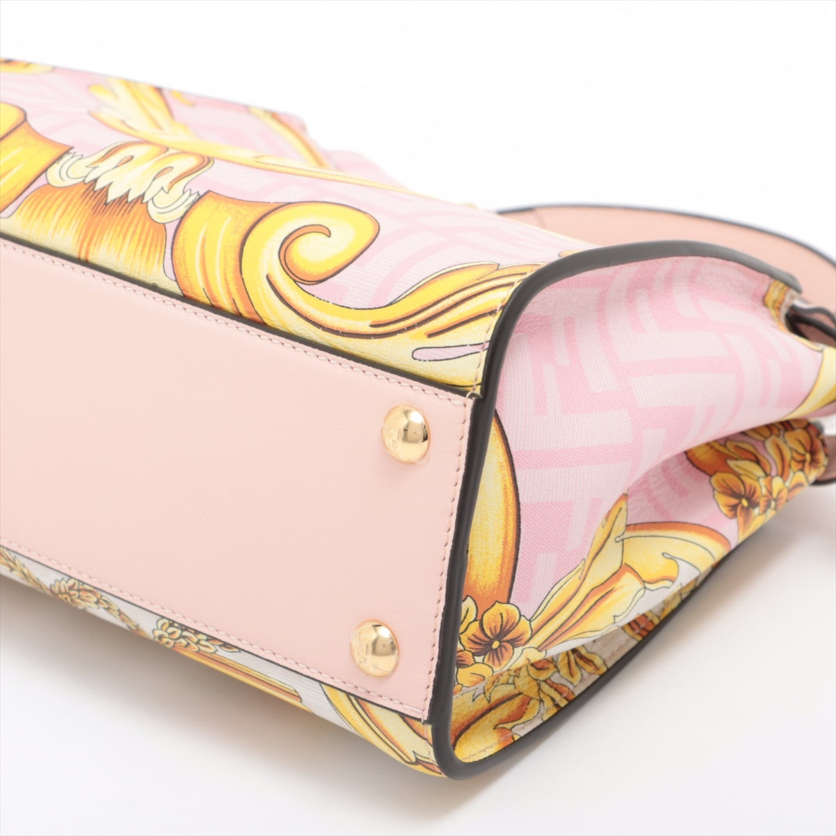 Fendi x Versace Mini Peek-a-boo Leather 2 Way Handbag Pink 8BN244