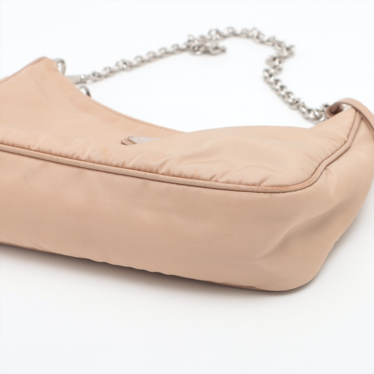 Prada Saffiano x test Nylon & Leather Shoulder Bag Beige 1BH204