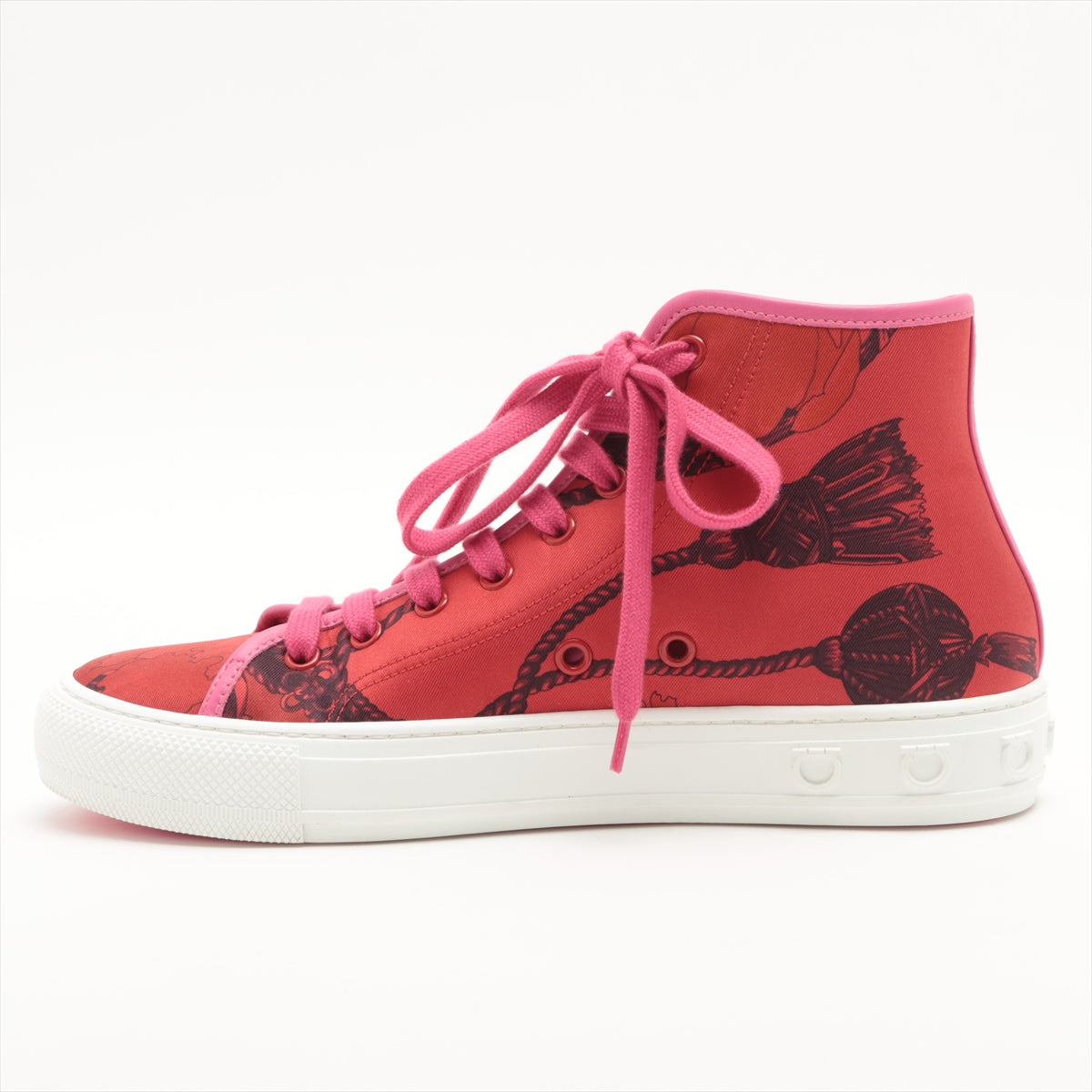 Ferragamo Leather x fabric High-top Sneakers 8C Ladies' Red MAFALDA 1 Replacement Laces Included