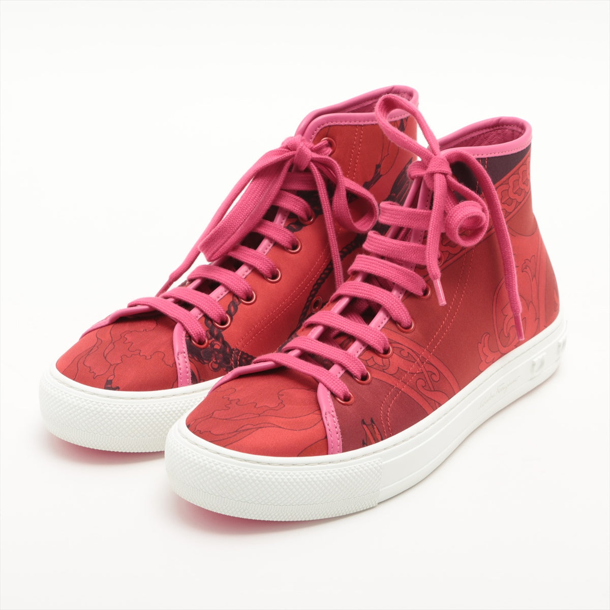 Ferragamo Leather x fabric High-top Sneakers 8C Ladies' Red MAFALDA 1 Replacement Laces Included