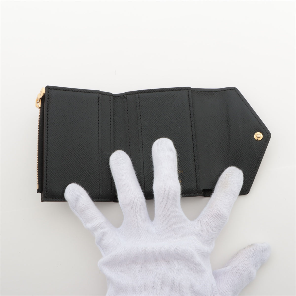 Louis Vuitton Giant Monogram Reverse Portefeuille Zoé M80725 Black × Brown Compact Wallet