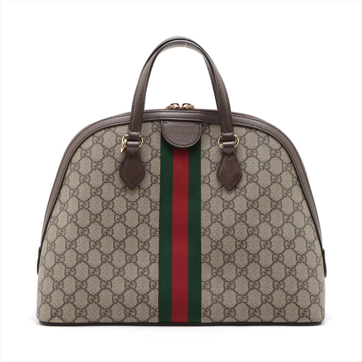 Gucci GG Supreme PVC & leather 2 Way Handbag Beige×Brown 524533