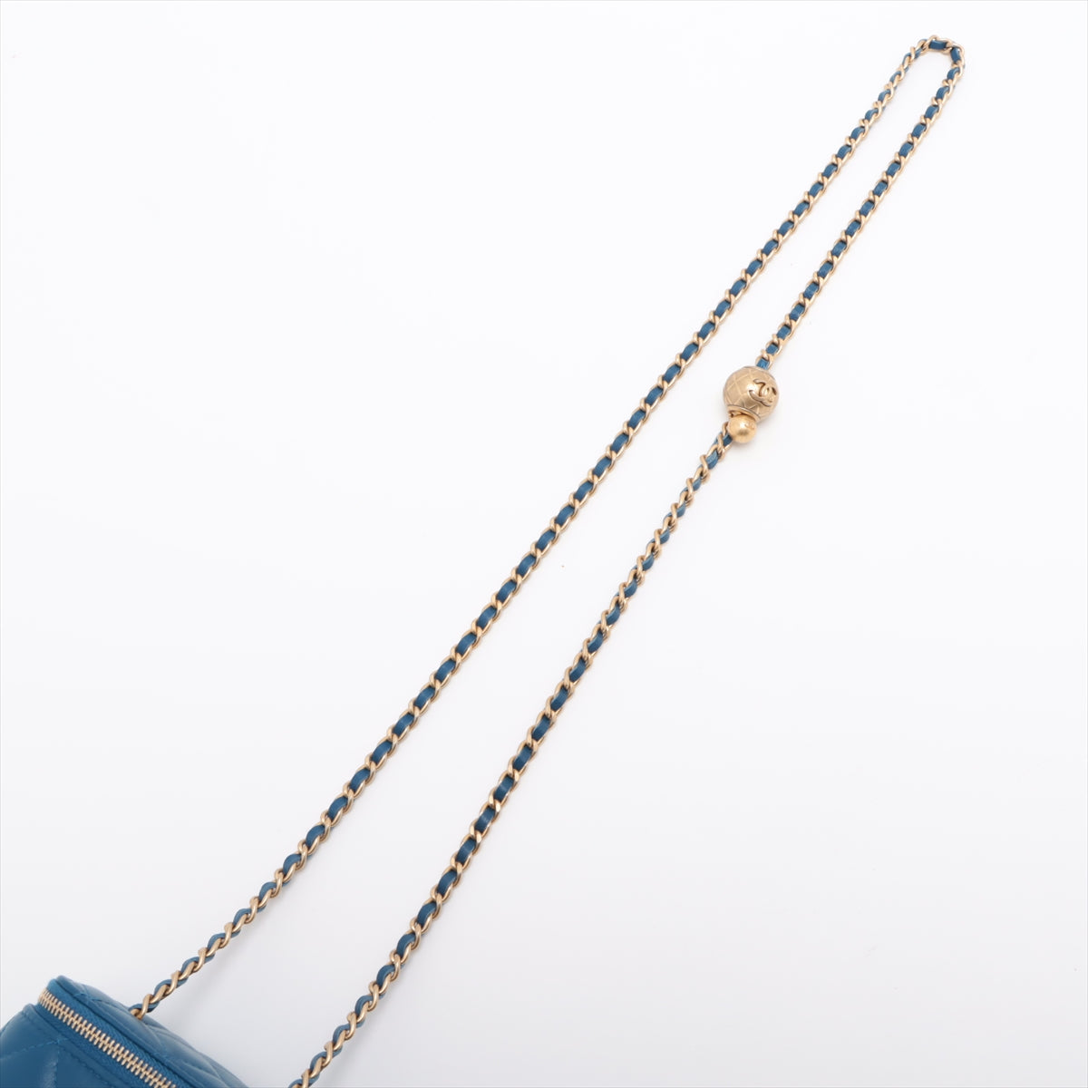 Chanel Matelasse Lambskin Chain shoulder bag Coco Ball Blue Gold Metal fittings 30