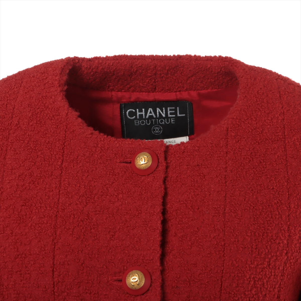 Chanel Coco Button 93A Silk x wool Jacket 36 Ladies' Red  P02075