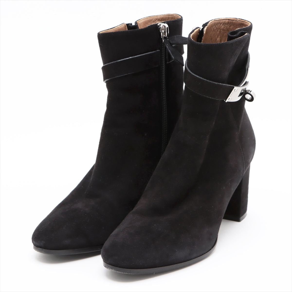 Hermès Saint Germain Suede leather Short Boots 35 Ladies' Black Kelly metal fittings box There is a bag