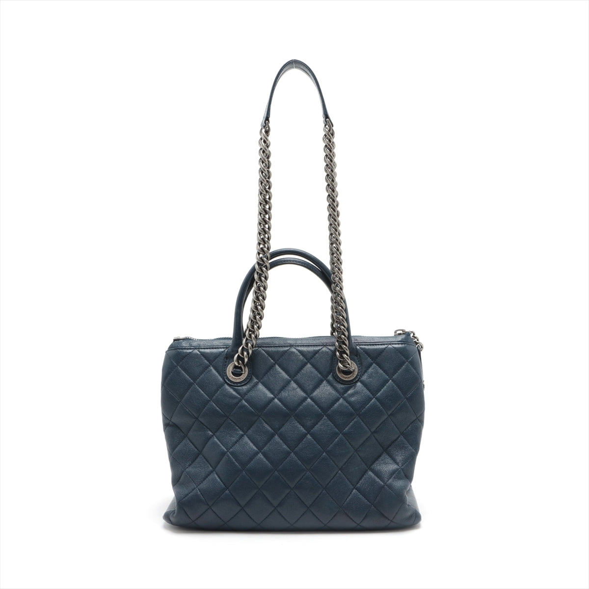 Chanel Matelasse Leather 2 Way Handbag Blue Black x Silver Metal Fittings 20XXXXXX
