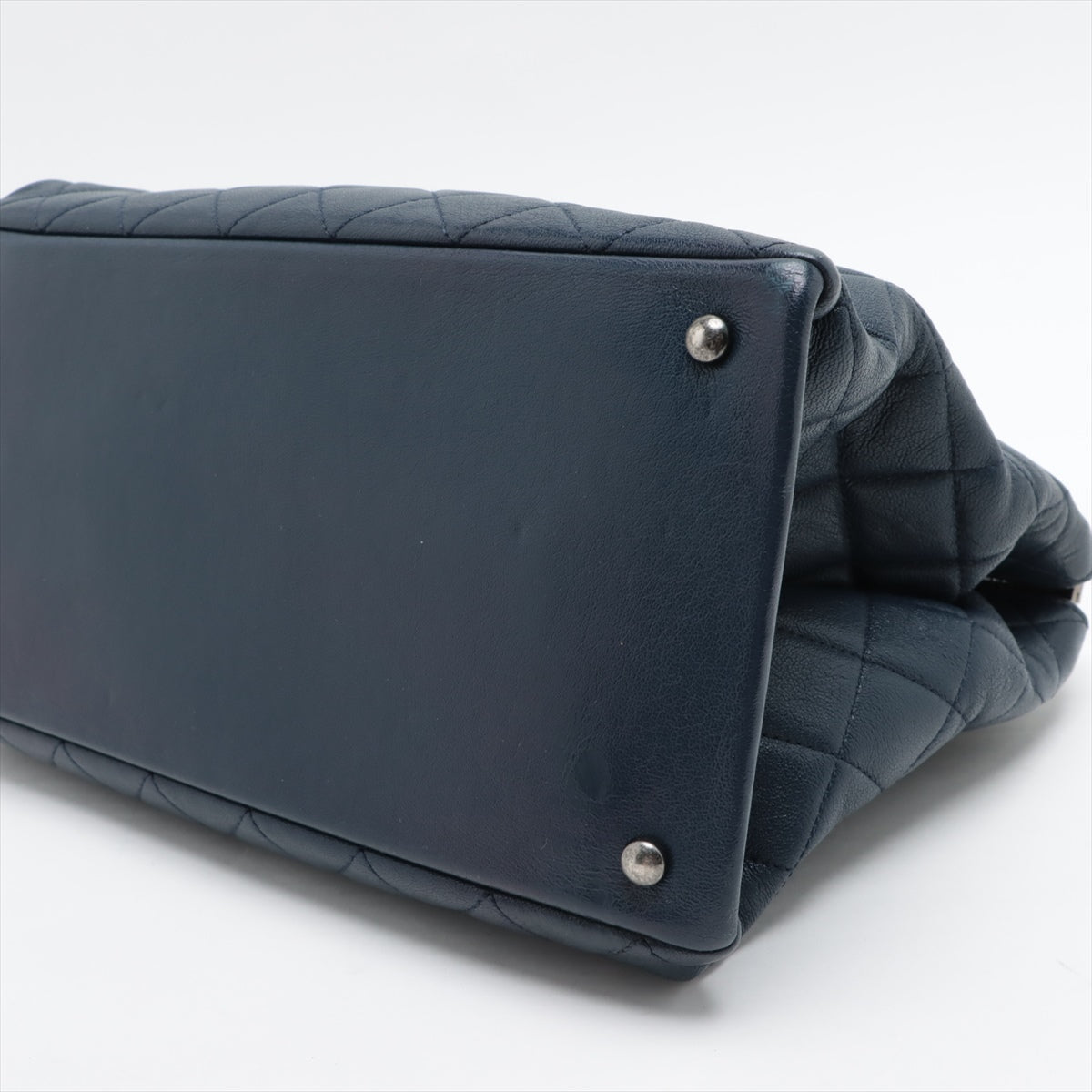 Chanel Matelasse Leather 2 Way Handbag Blue Black x Silver Metal Fittings 20XXXXXX