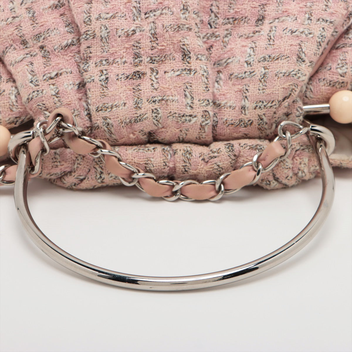 Chanel Coco charm Tweed Handbag Pink Silver Metal Fittings 10XXXXXX
