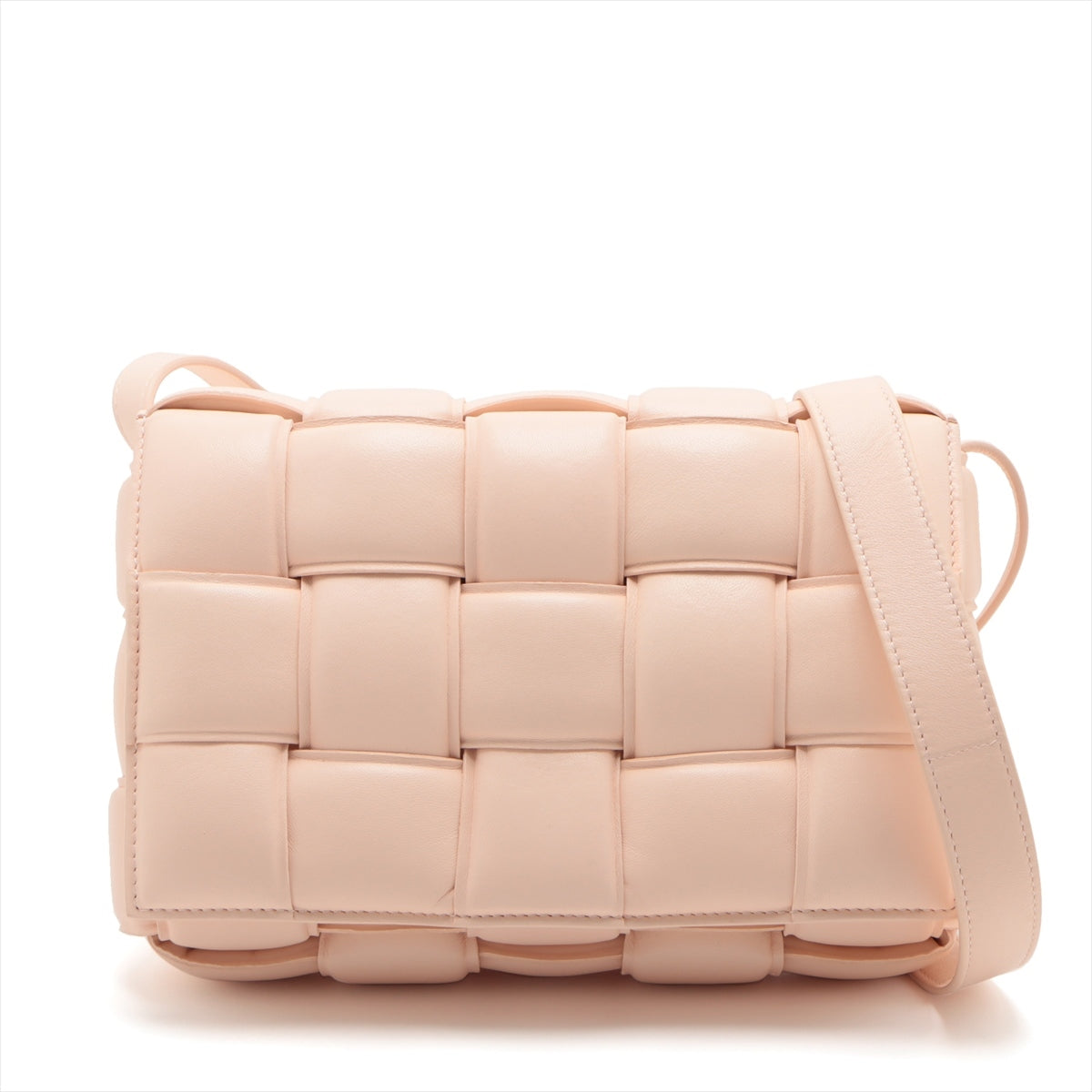 Bottega Veneta maxi intrecciato padded cassette Leather 2way shoulder bag Pink beige