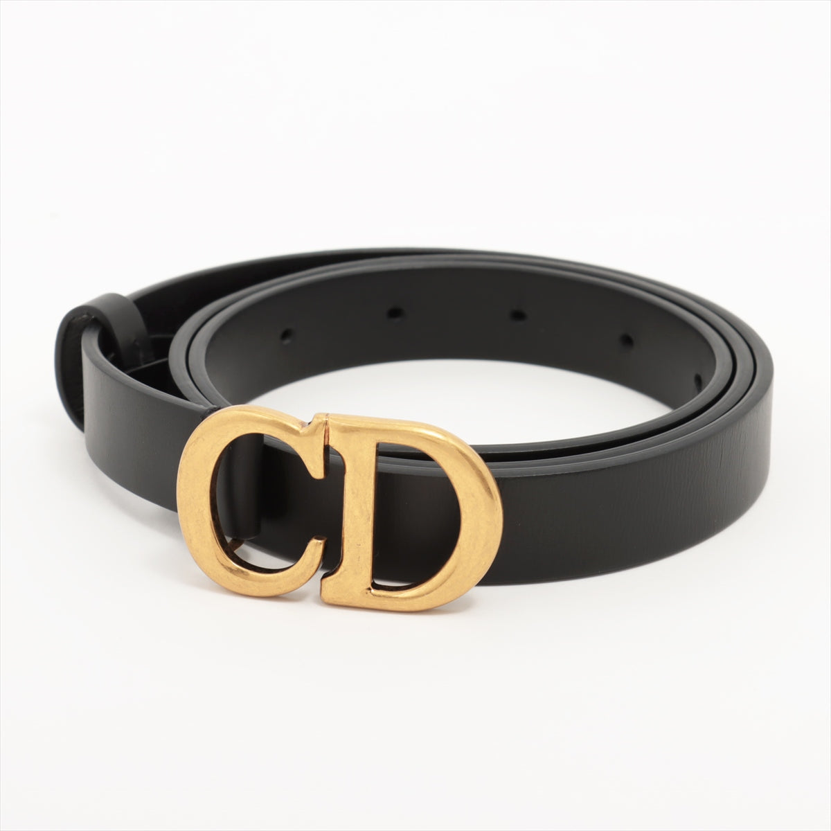 Dior CD logo Belt 85 GP & Leather Black×Gold