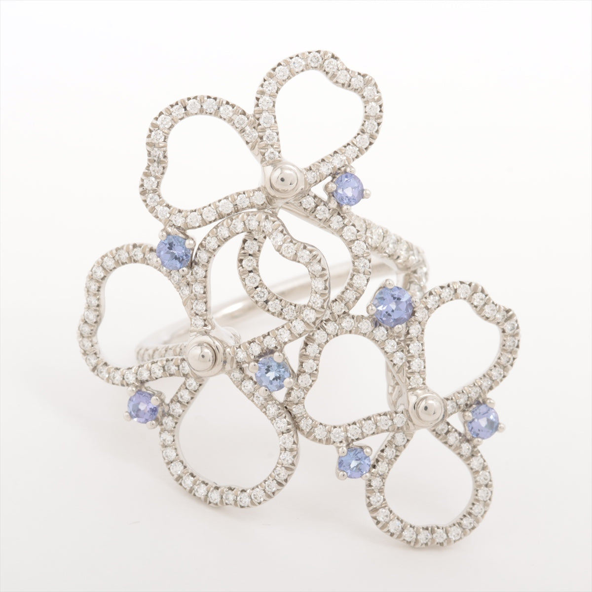 Tiffany Paper flowers Tanzanite Diamond Ring Pt950 9.4g