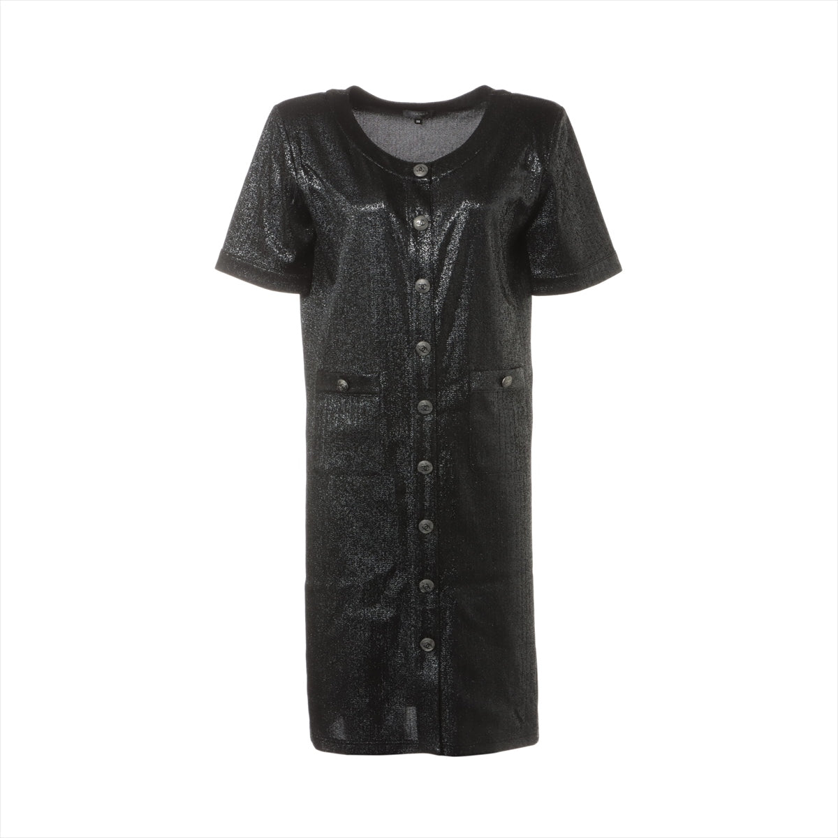 Chanel Coco Button P58 Polyester × Rayon Dress 38 Ladies' Black