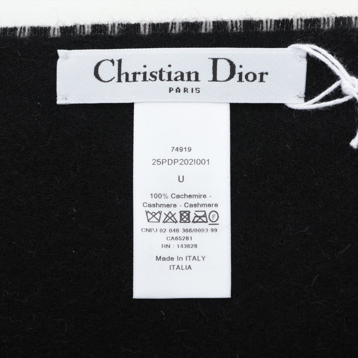 Dior CD logo bee Scarf Cashmere Black × White