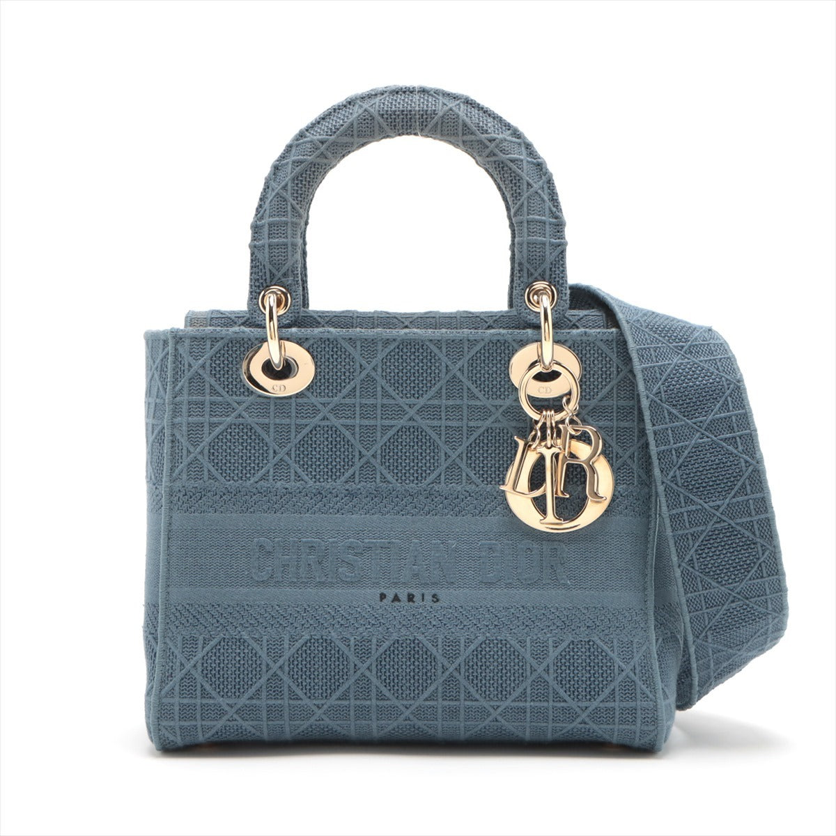 Christian Dior Lady Dior Cannage canvas 2 Way Handbag Blue
