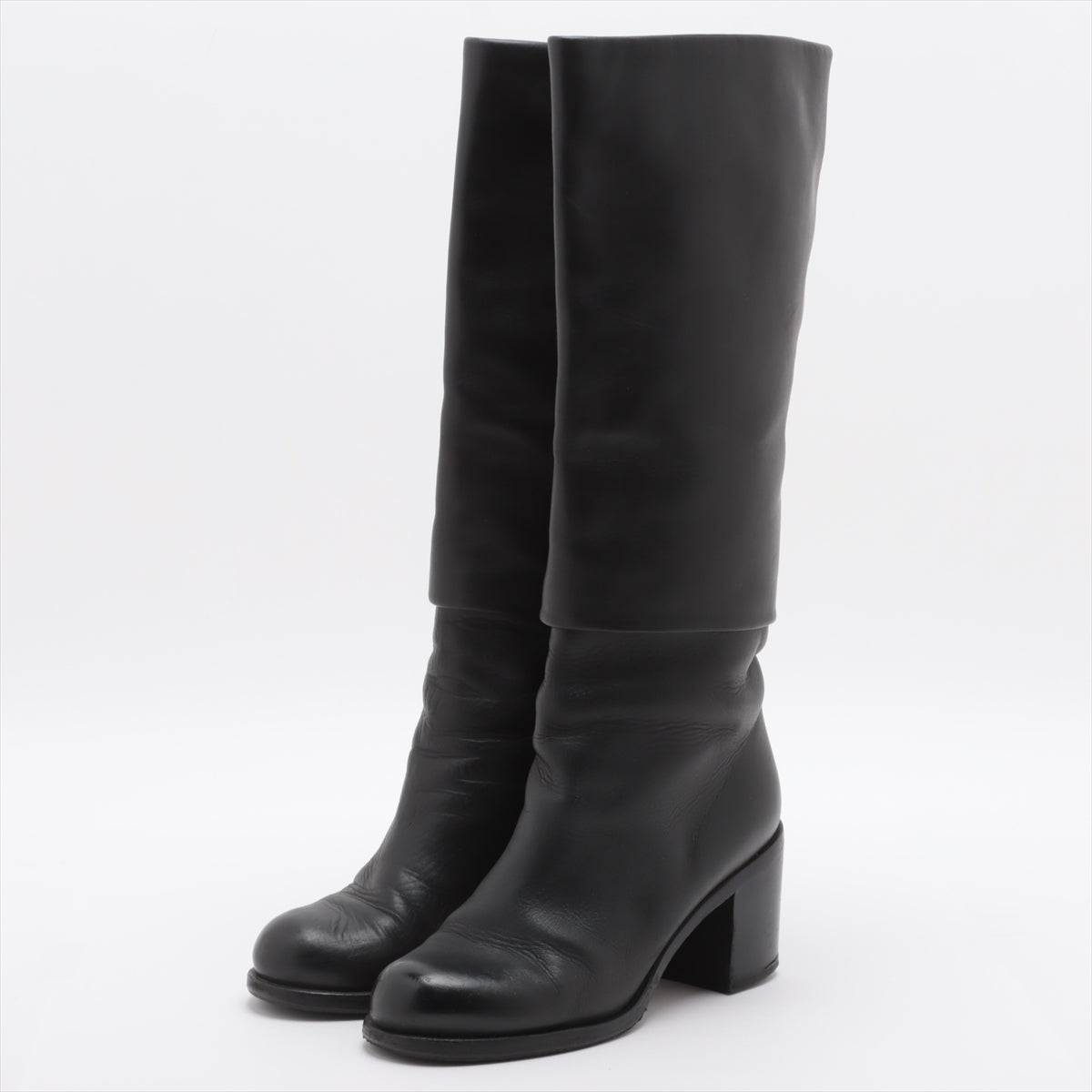 Chanel Coco Mark Leather Long boots 36 Ladies' Black G27808 Lift repair