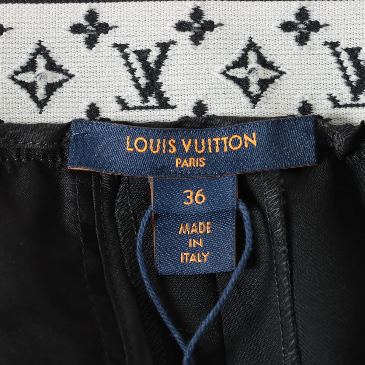 Louis Vuitton 24SS Wool Pants 36 Ladies' Black  RW241WW Straight Cut Pants With Monogram Elastic Belt 1ABYRL