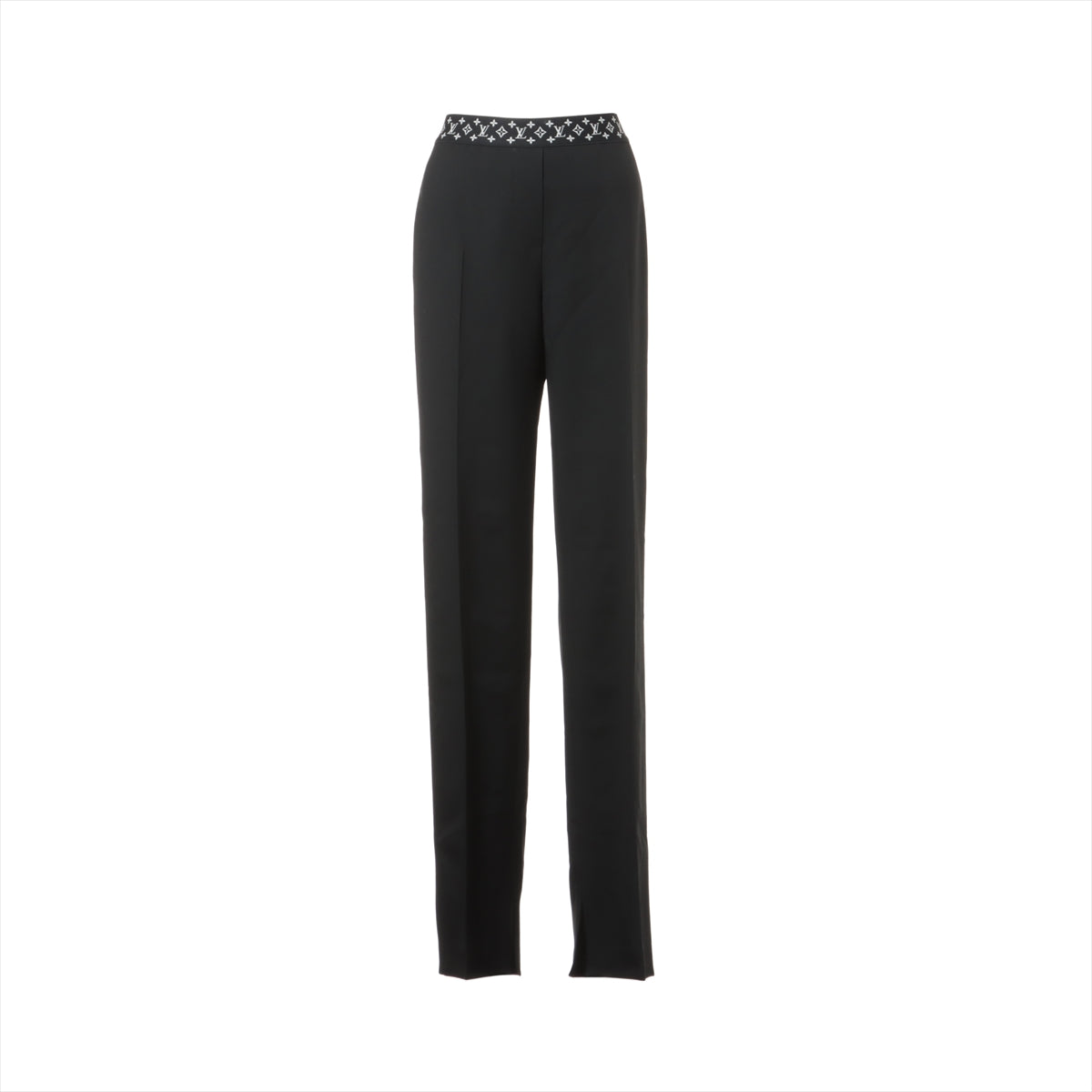 Louis Vuitton 24SS Wool Pants 36 Ladies' Black  RW241WW Straight Cut Pants With Monogram Elastic Belt 1ABYRL