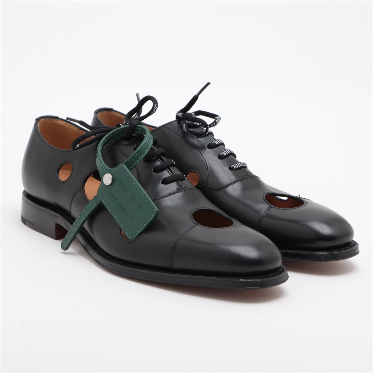 Church x off-white Leather Leather shoes 9 1/2 Men's Black Consulting Meteor Straight tip  Replacement Laces Included