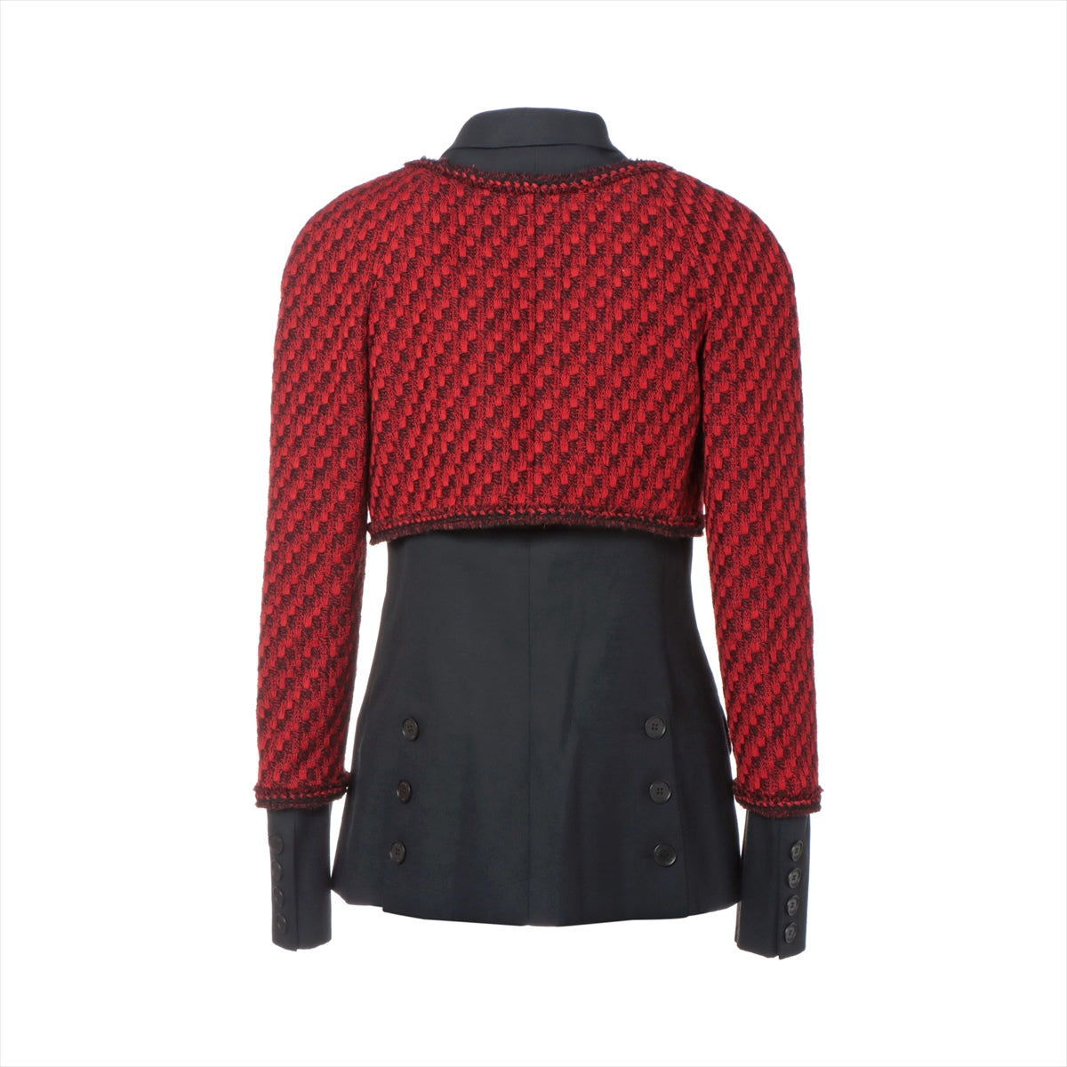 Chanel P42 Wool & silk Jacket 36 Ladies' Red x Black  P42241W04973 Gripore button