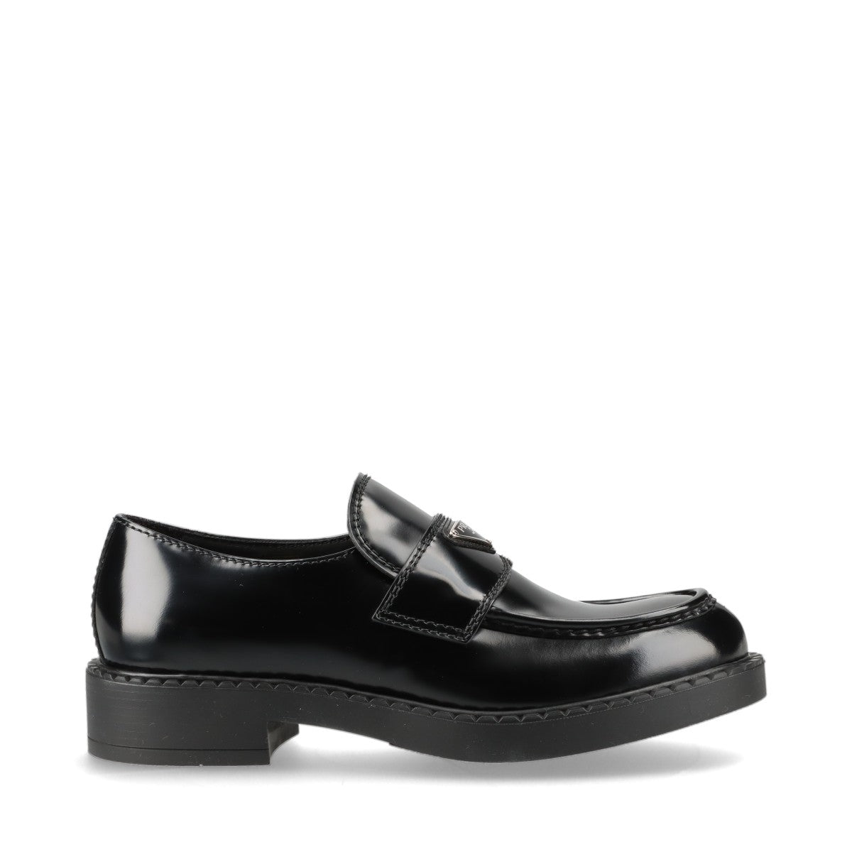 Prada Chocolate brushed leather Loafer 9 Men's Black 2DE127 Triangle logo Box There is a storage bag