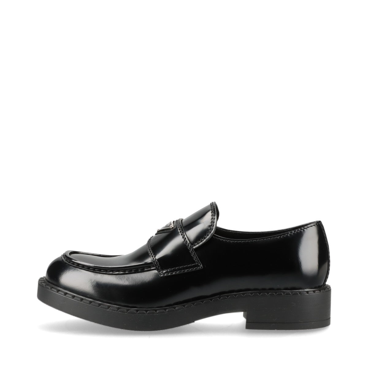 Prada Chocolate brushed leather Loafer 9 Men's Black 2DE127 Triangle logo Box There is a storage bag