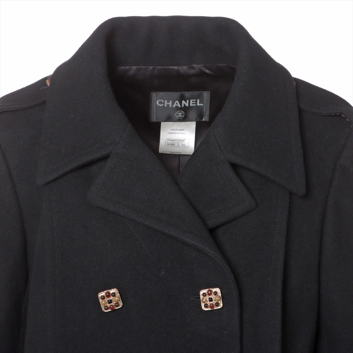Chanel Coco Button Wool Short coat 44 Ladies' Black  P41441V25947 Gripoix