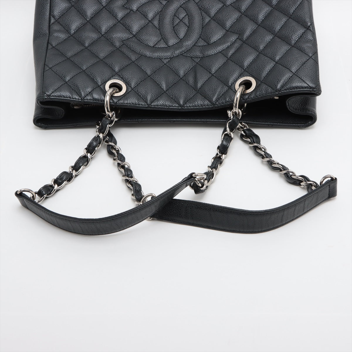 Chanel GST Caviar Skin Chain Tote Bag Black Silver Metal Fittings 16XXXXXX