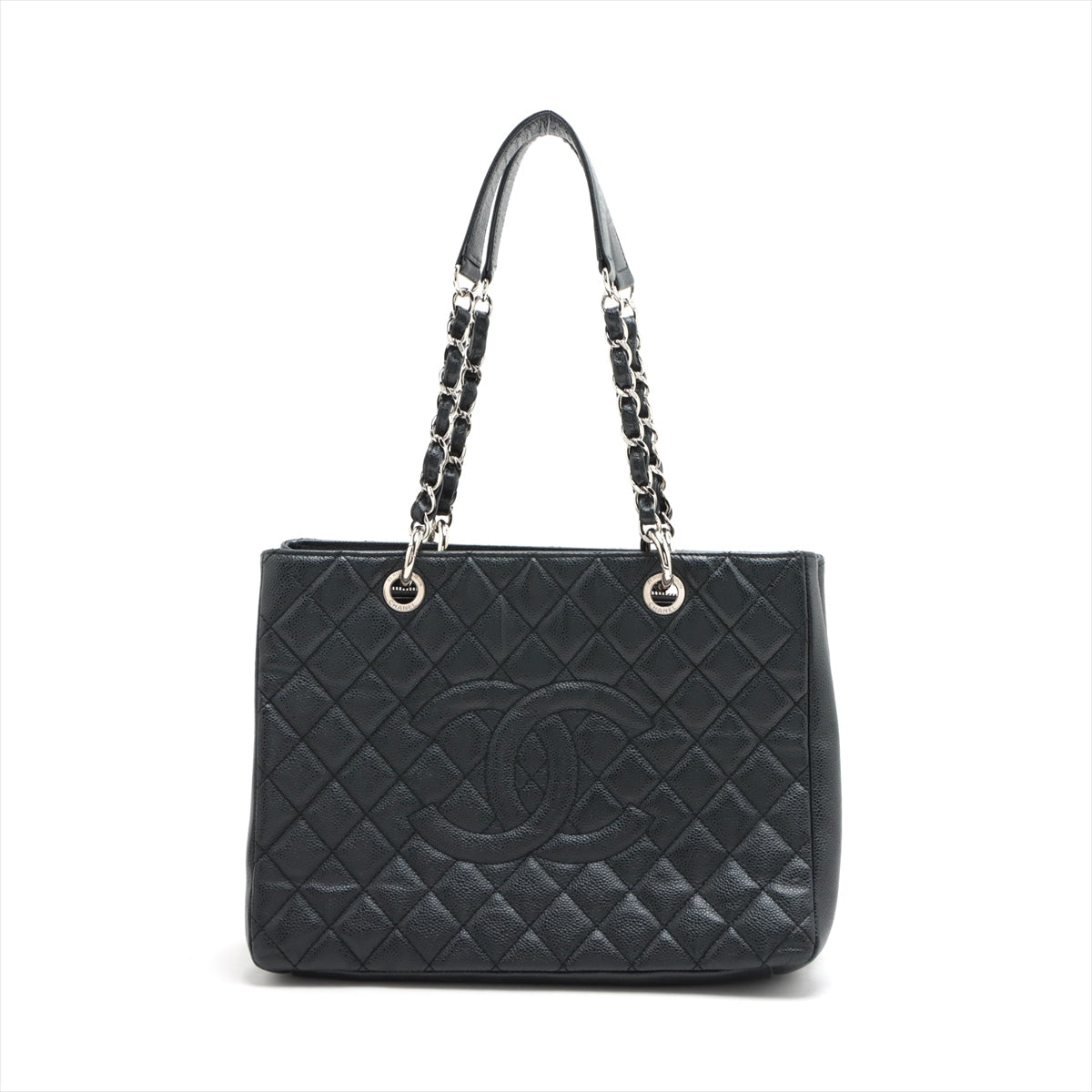 Chanel GST Caviar Skin Chain Tote Bag Black Silver Metal Fittings 16XXXXXX