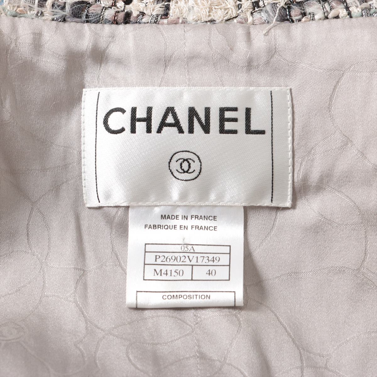 Chanel Coco Button 05A Polyester & Nylon Long Coat 40 Ladies' Multicolor  P26902V17349 Tweed