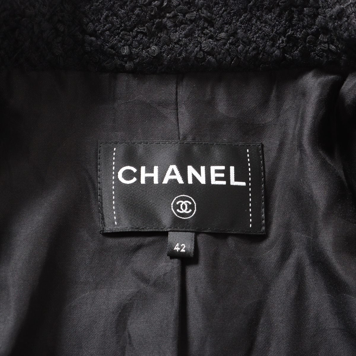 Chanel Coco Button 23S Wool & Nylon Jacket 42 Ladies' Black  Tweed P74799V66427